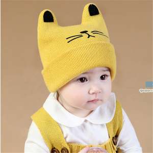 Baby Hat Autumn/winter 3-6-12 Months Male And Female Baby Hat 0-1 Year Old Korean Kitten Knit Cap